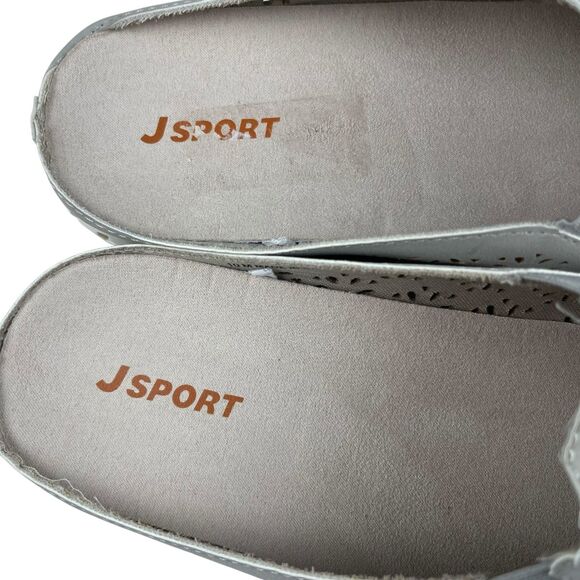 JSPORT Women’s Slip-On Mules Size 10M Gray Perforated Comfort Casual Shoes - Picture 8 of 10